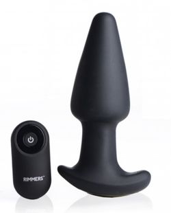 Plug anal vibrador con efecto beso negro Gyro-R con mando a distancia
