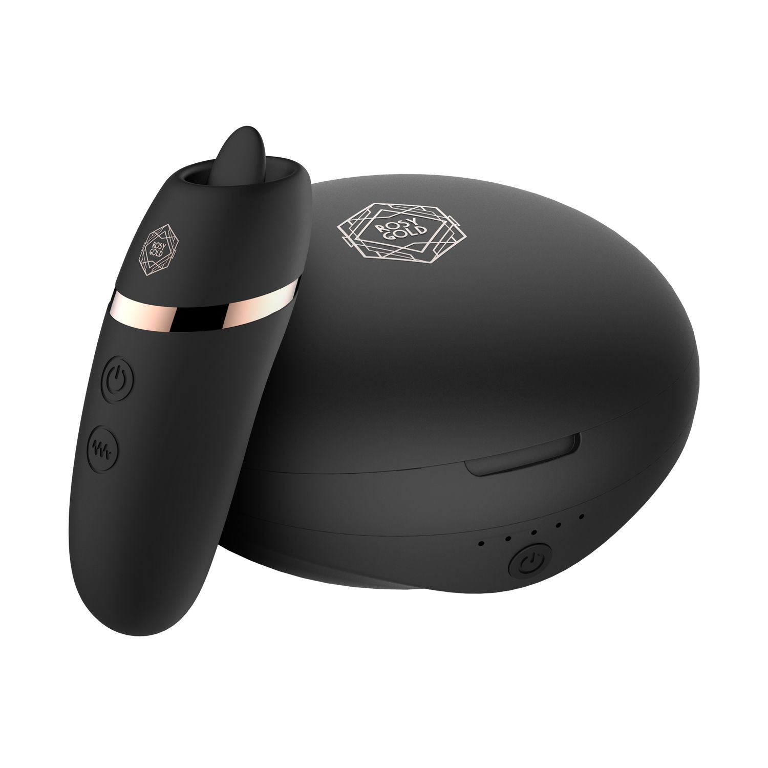 Rosy Gold – Licking Stimulator met Luxe Oplaadcase – Zwart
