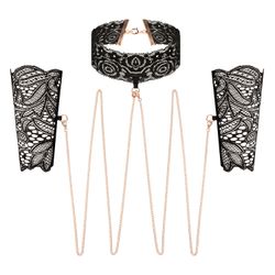 Rosy Gold - Spitzenmanschetten und Halsband - Schwarz