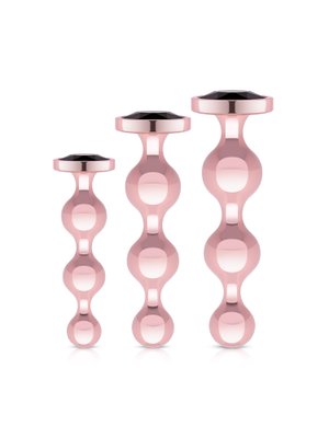 Rosy Gold - Metalen Buttplugset 3 stuks - Roségoud