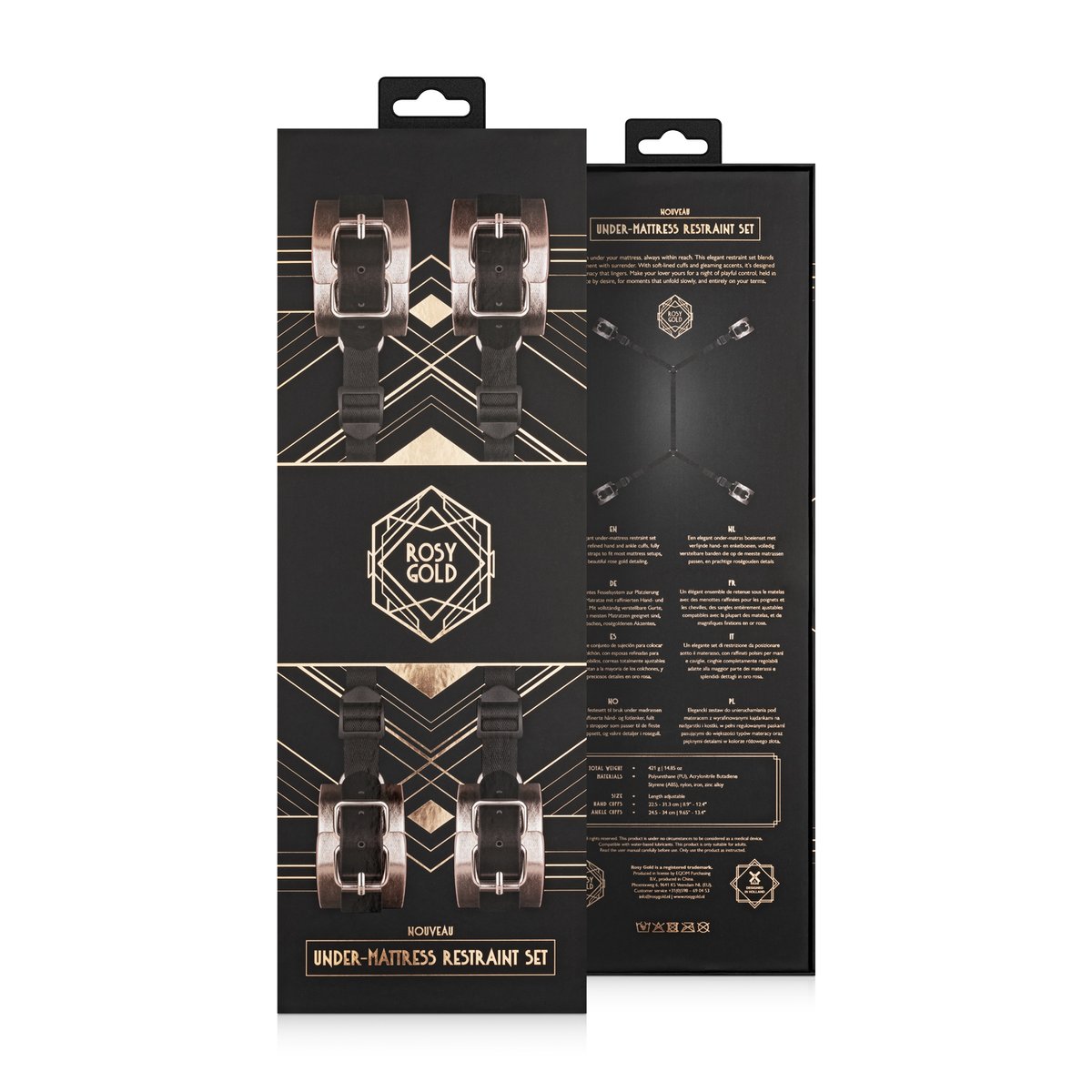 Rosy Gold - Under-Mattress Restraint Set - Zwart