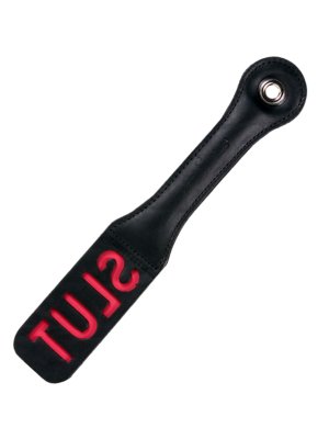 Sportsheets – Leather Impression Paddle – Slut Zwart