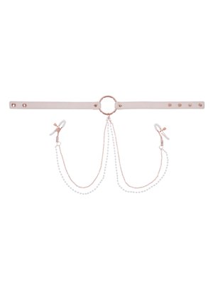 Sportsheets – S&M Peaches ‘n CreaMe Halsband met Tepelklemmen – Cream
