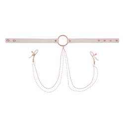 Sportsheets – S&M Peaches ‘n CreaMe Halsband mit Brustwarzenklemmen – Cream