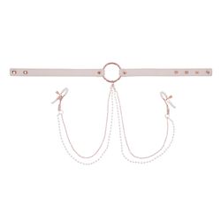 Sportsheets - S&M Peaches ?n CreaMe Collar with Nipple Clamps Cream