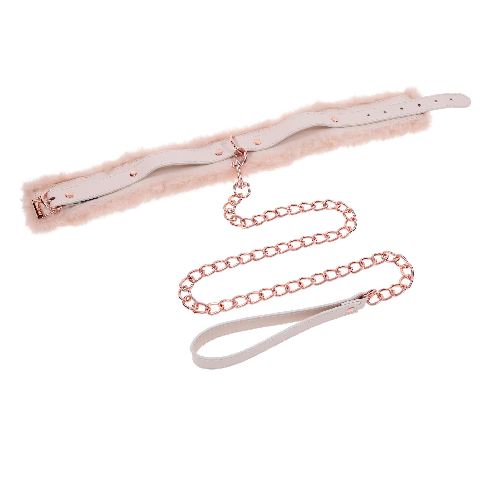 Sportsheets – S&M Peaches ‘n CreaMe Bont Halsband & Lijn – Crème - Afbeelding 2