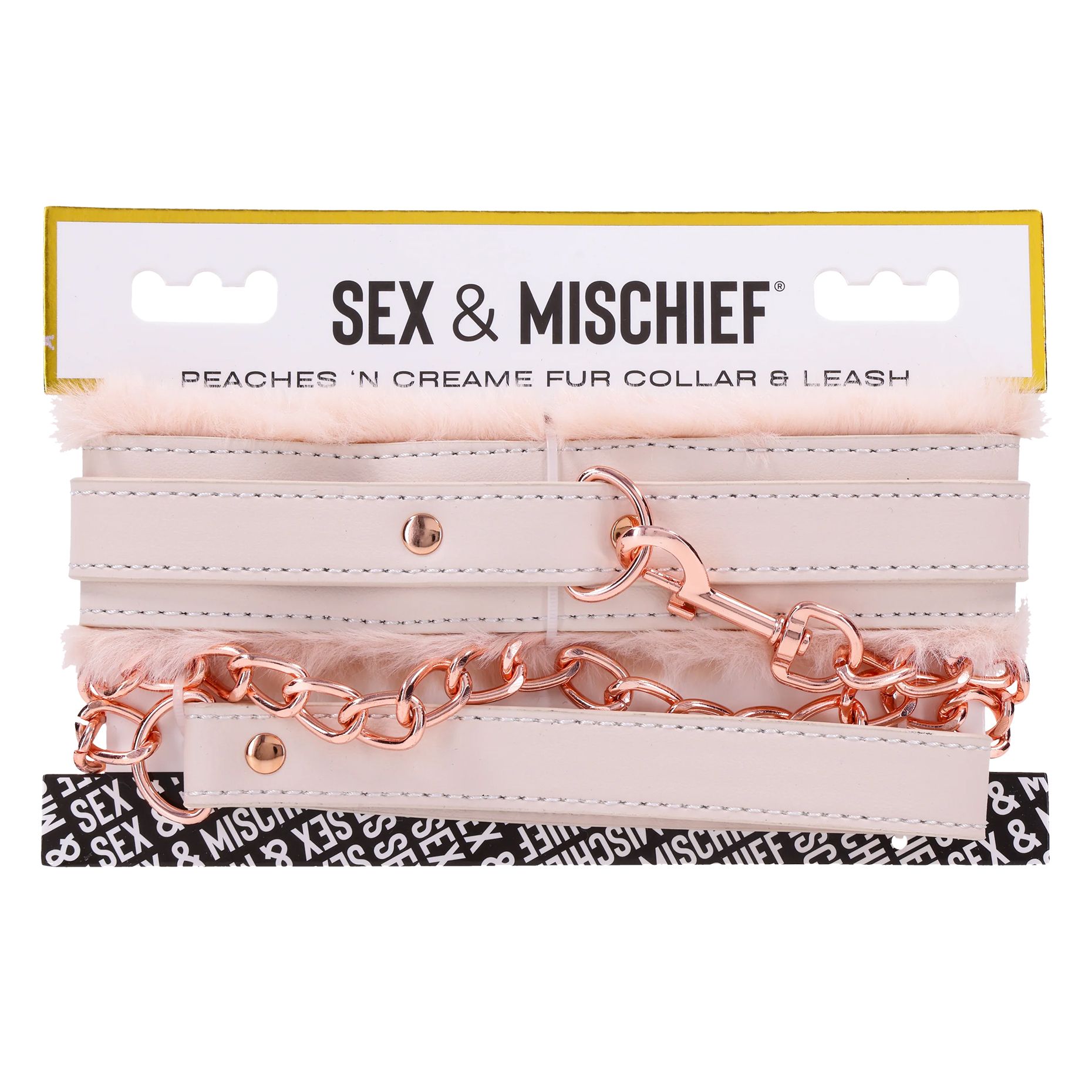 Sportsheets – S&M Peaches ‘n CreaMe Bont Halsband & Lijn – Crème - Afbeelding 3