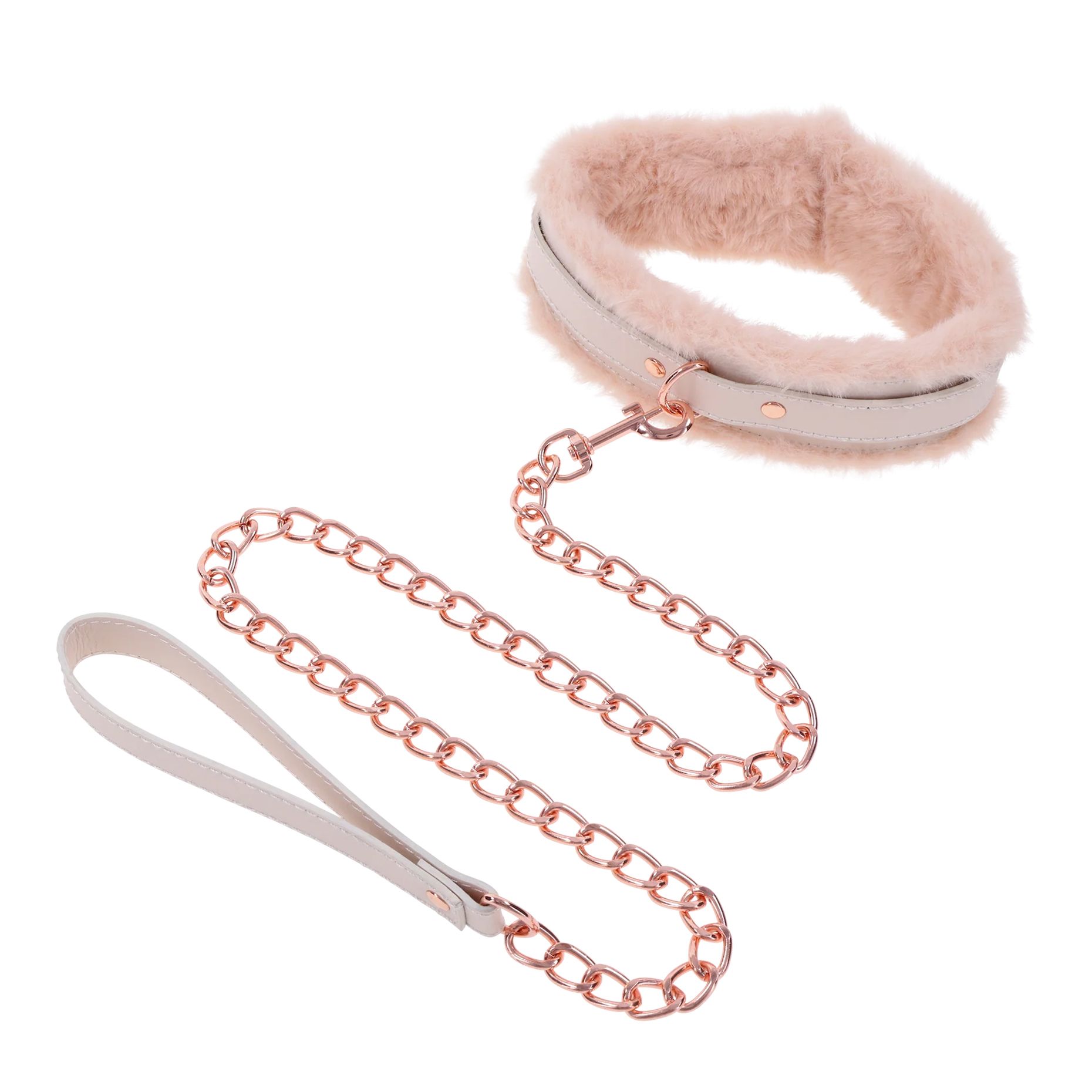 Sportsheets – S&M Peaches ‘n CreaMe Bont Halsband & Lijn – Crème - Afbeelding 4