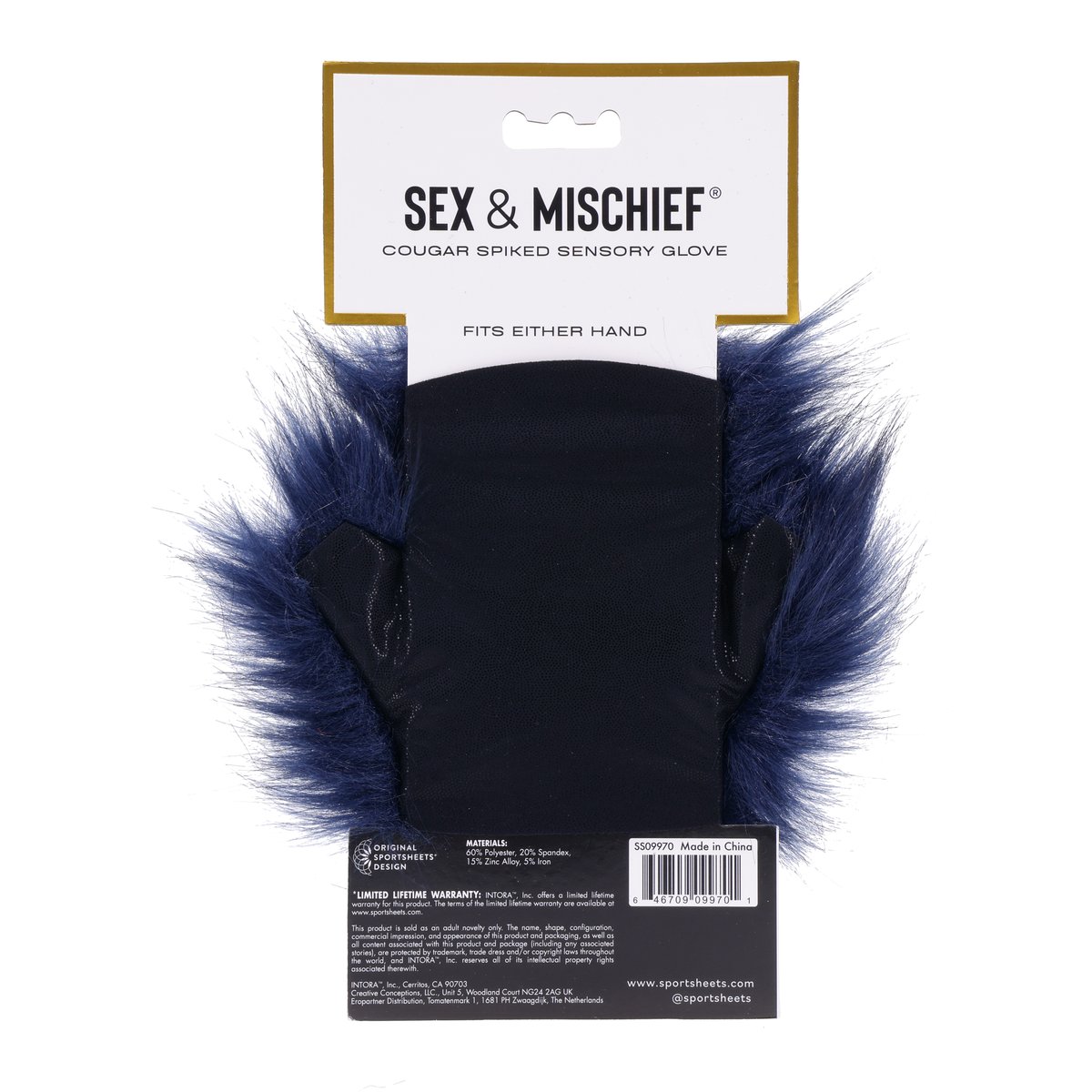 Sportsheets - Cougar Spiked Sensory Handschoen - Blauw