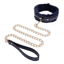 Sportsheets - Cougar Fur Collar & Leash - Black