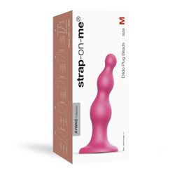 Strap-On-Me - Dildo Plug Beads Metallic Raspberry Pink M