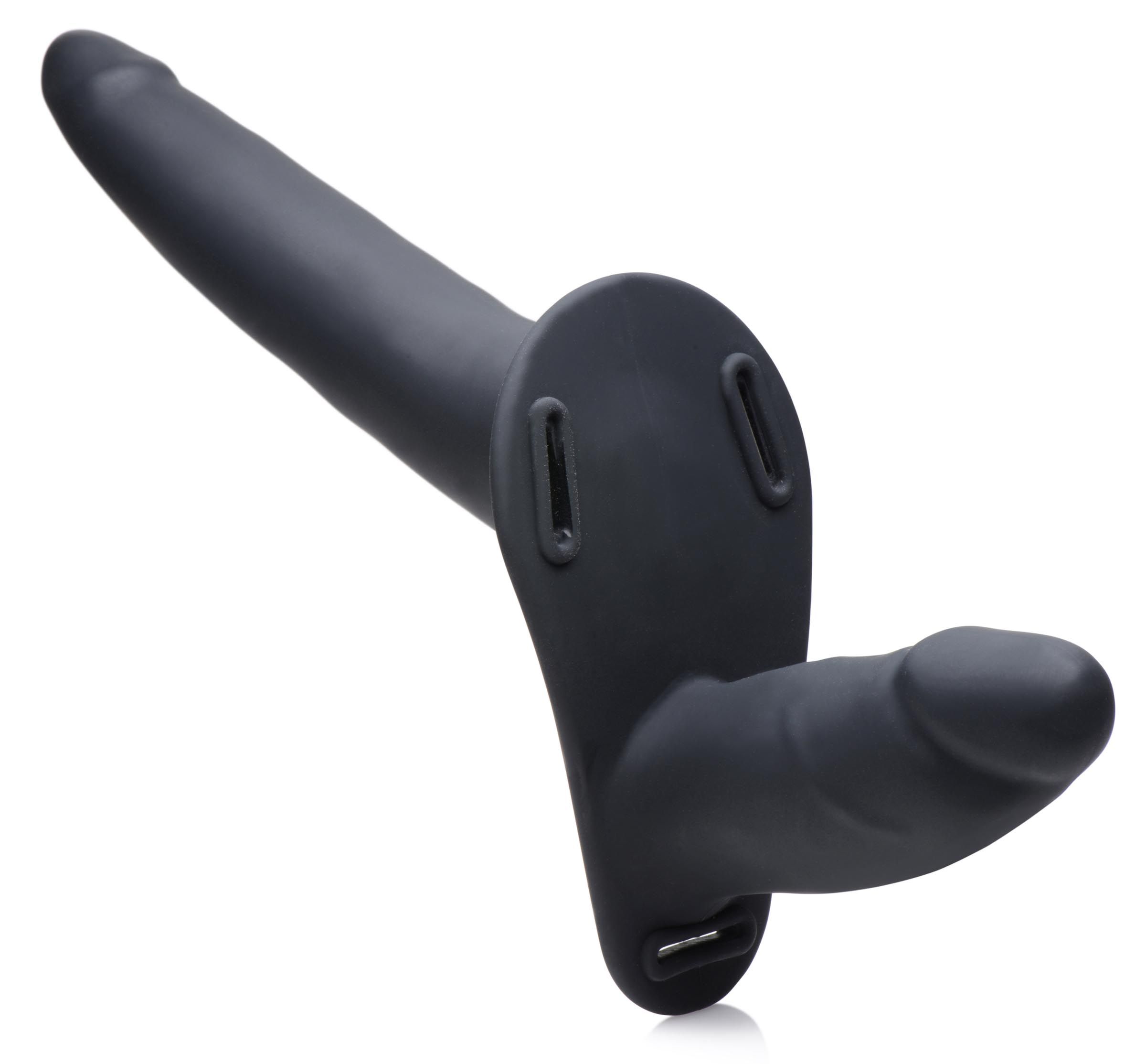 Vibratore Strap-On Doppio Power Pegger - Nero - EasyToys