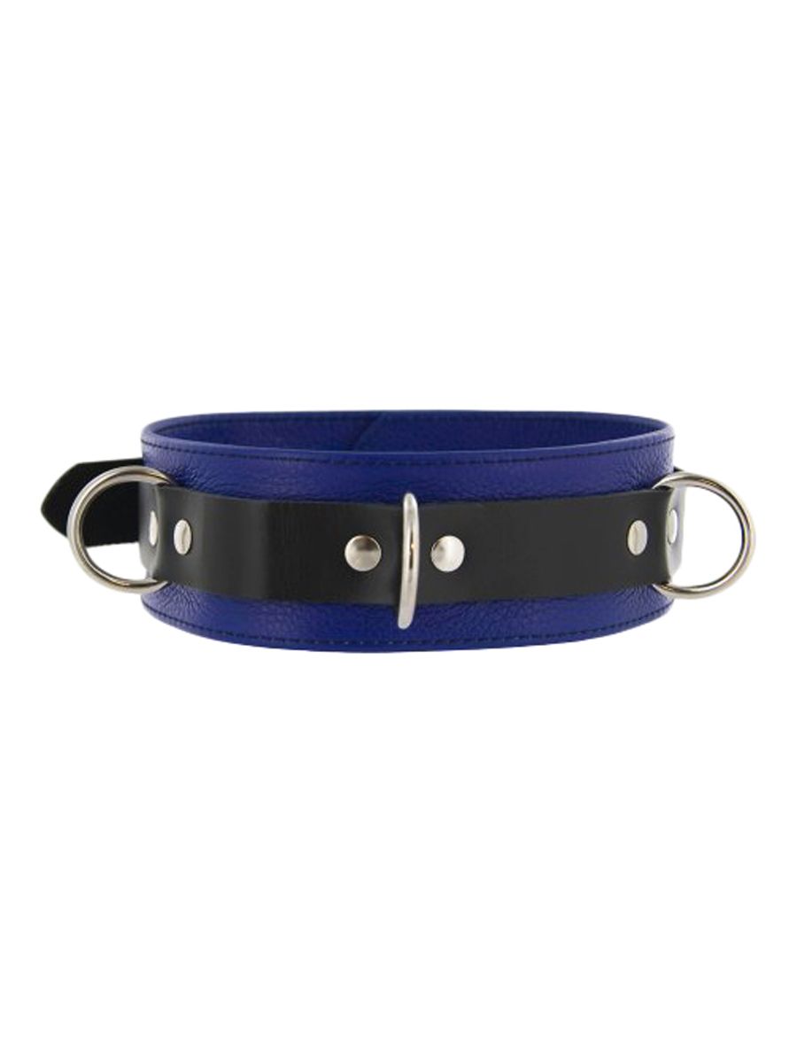 Strict Leather Deluxe Locking Collar Blue and Black EasyToys