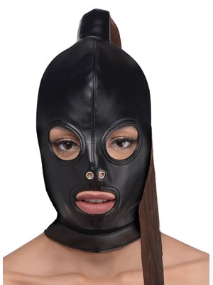 Bondage Hoofd Masker Met Paardenstaart