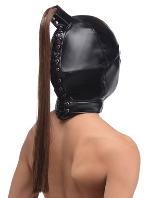 Bondage Hoofd Masker Met Paardenstaart