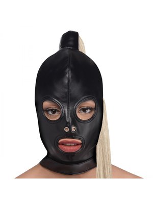 Ponytail Bondage Hood - Zwart