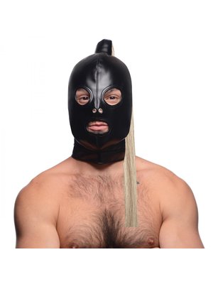 Ponytail Bondage Hood - Zwart