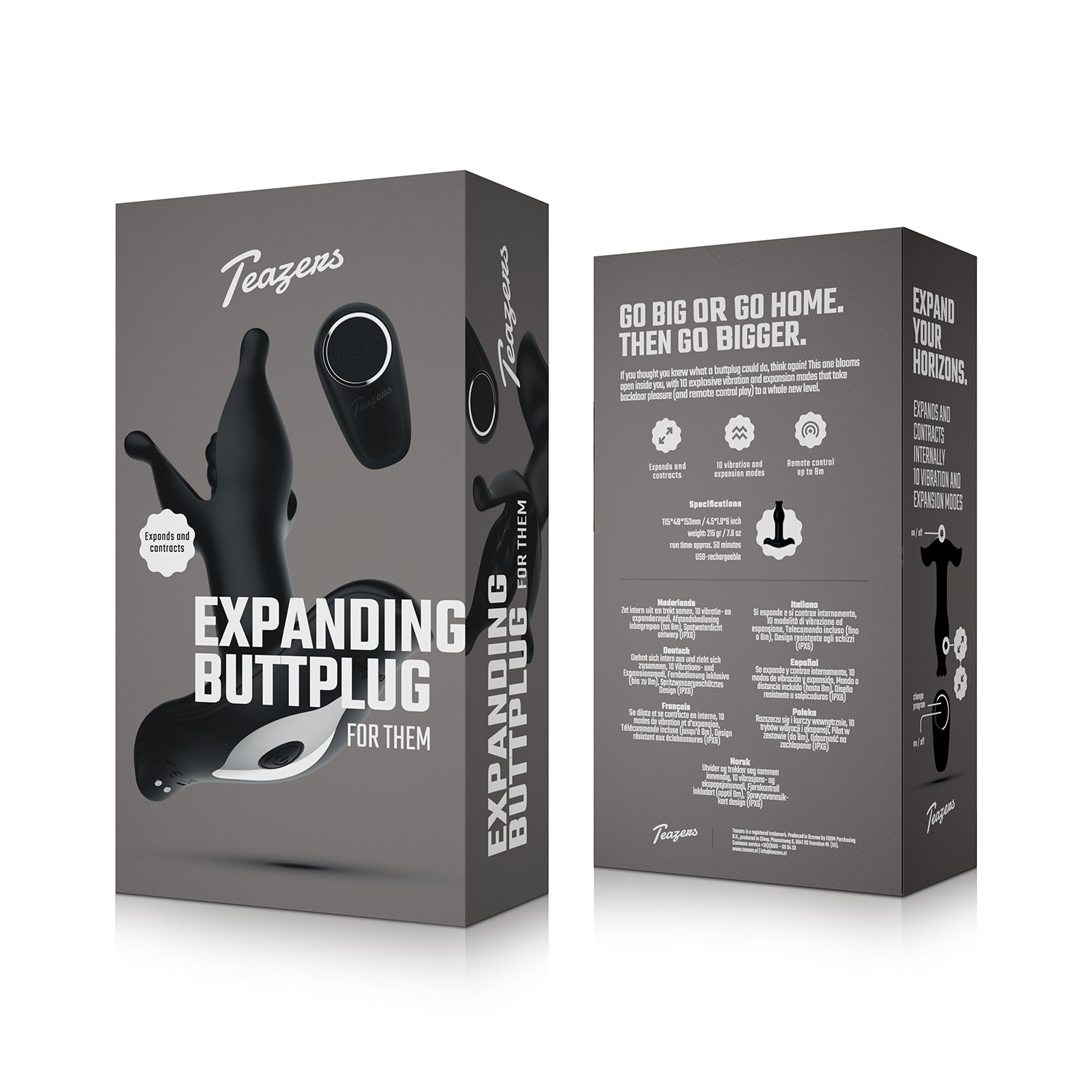 Teazers - Anal Expanding Butt Plug - Zwart foto 12