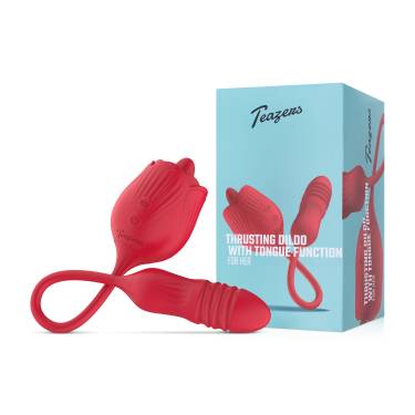 Teazers – Rose Thrusting Dildo Vibrator – Red Teazers – Rose Thrusting Dildo Vibrator – Red