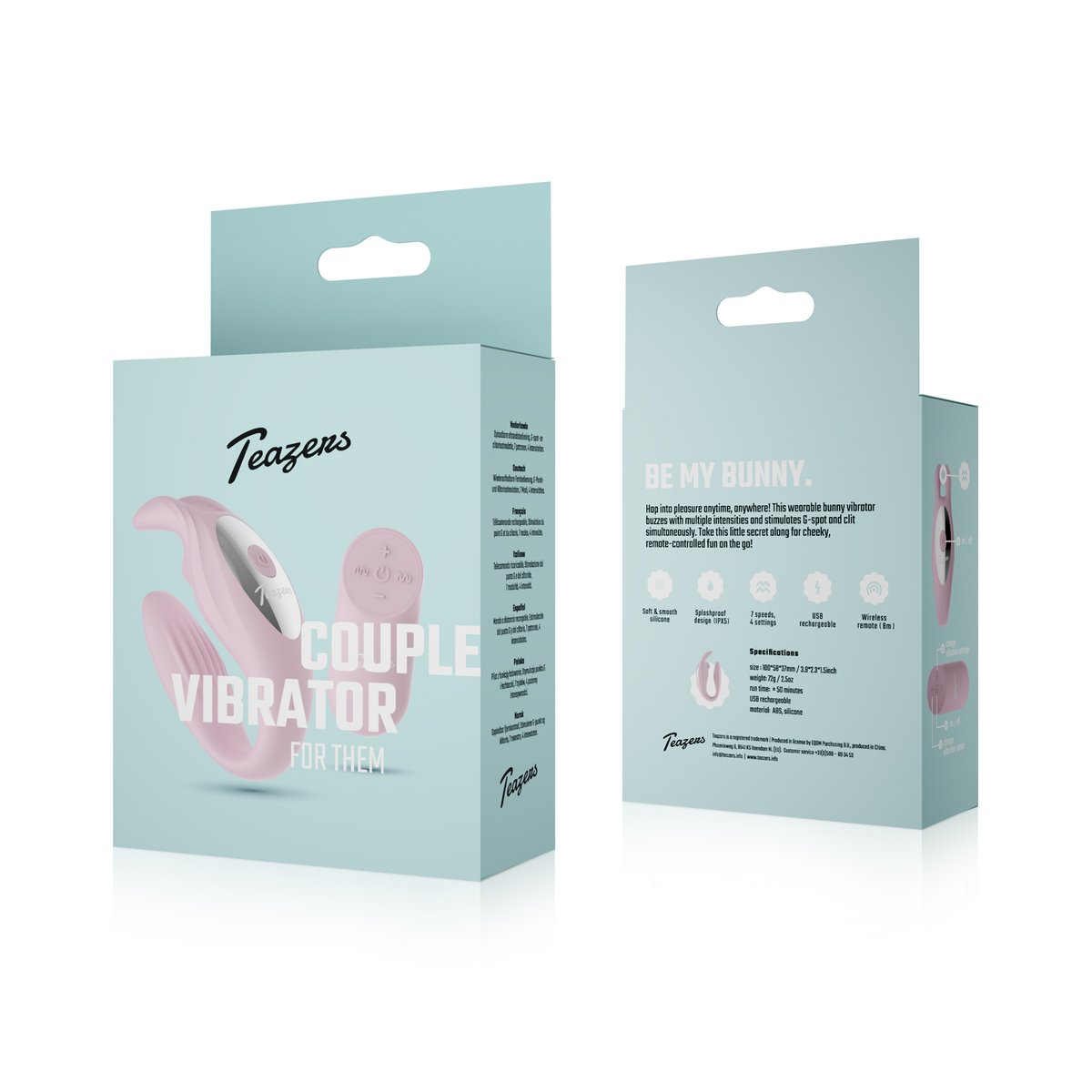 Teazers – Bunny Couple Vibrator met afstandsbediening – Roze