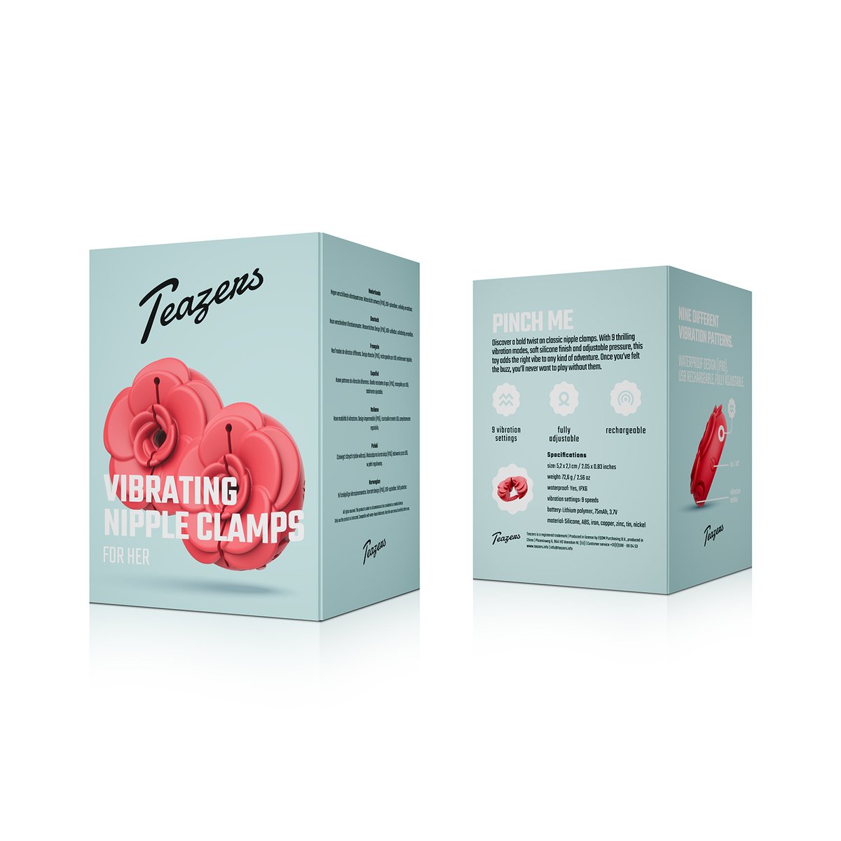 Teazers - Vibrating Nipple Clamps - Rood