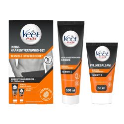 Veet Men Intim-Haarentfernungs-Set für Männer - 100 ml Tube & 50 ml Balsam