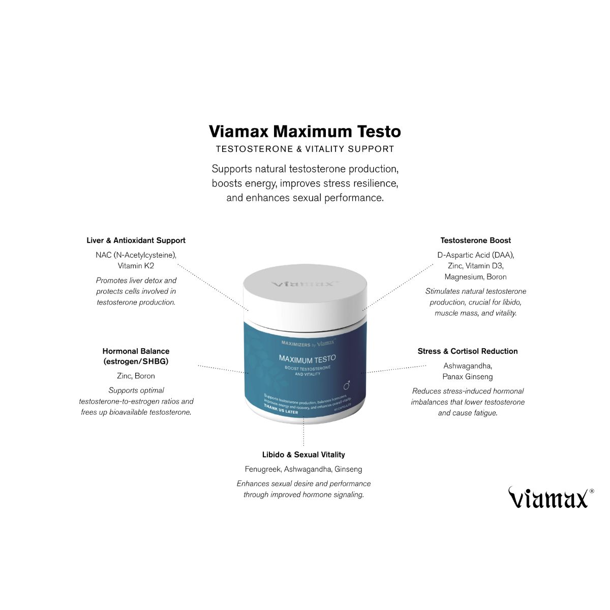 Maximizers by Viamax - Maximum Testo - 60 Capsules - Afbeelding 2
