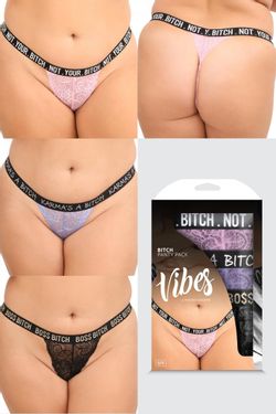 Bitch 3 Pack Thongs - Curvy