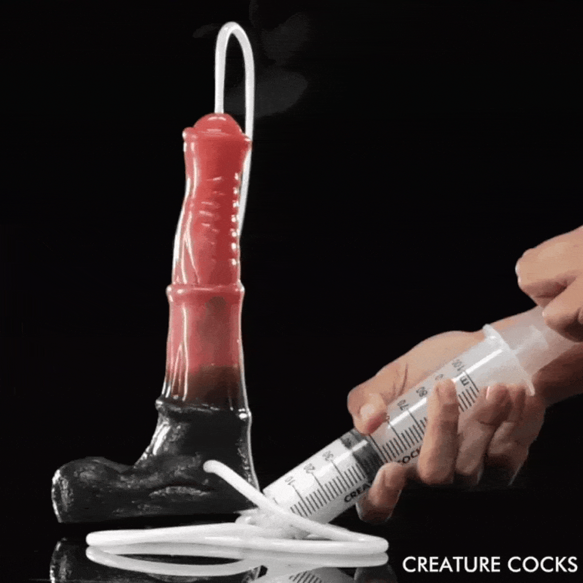 Creature Cocks - Centaur Explosie Spuitende Siliconen Dildo - Zwart/Rood