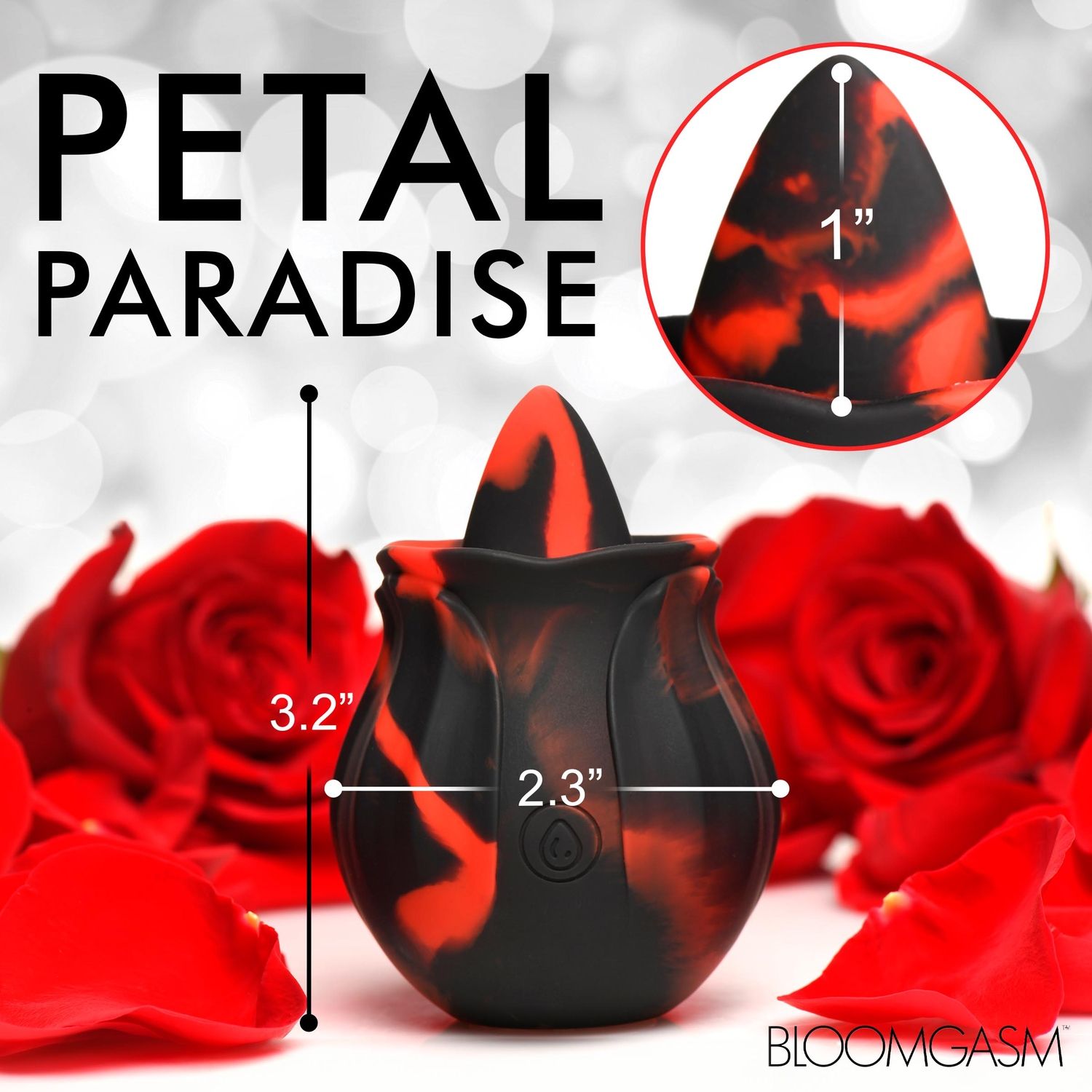 BLOOMGASM - Black Kiss Rimmende Roos Vibrator - Rood/Zwart foto 11