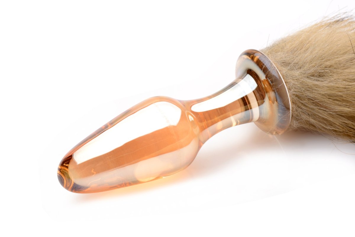 TAILZ - Fox Tail Anaalplug van Glas - Oranje met Faux Fur Staart