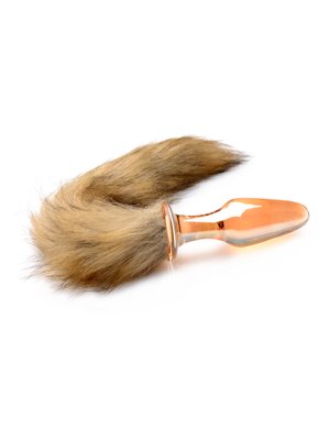 TAILZ - Fox Tail Anaalplug van Glas - Oranje met Faux Fur Staart