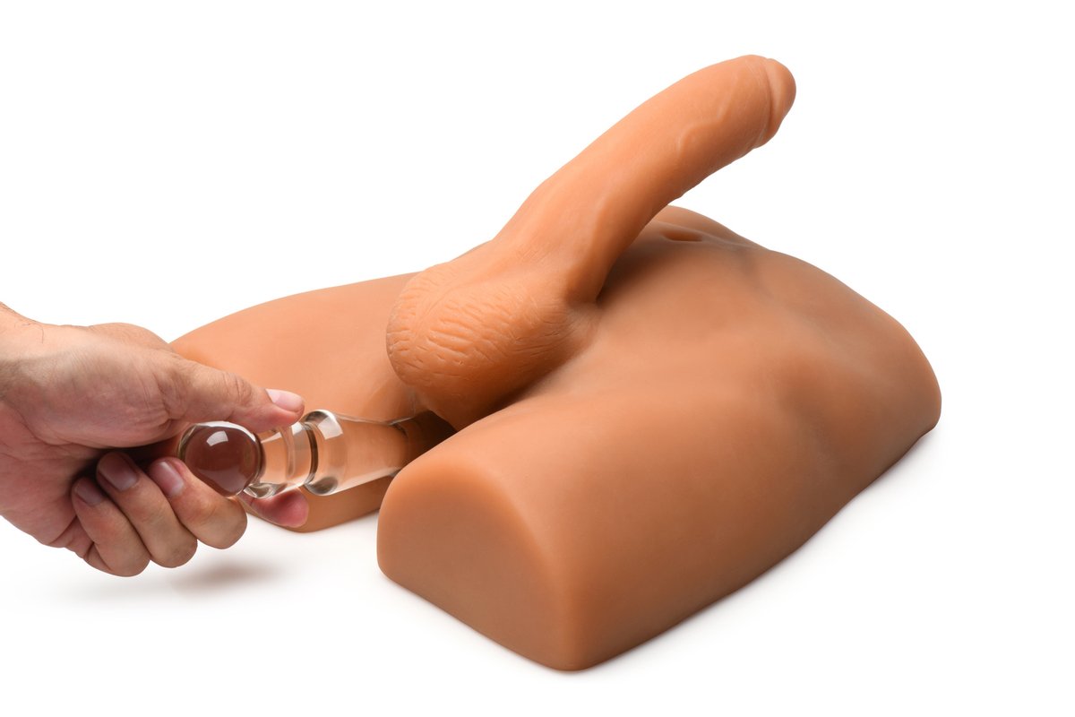 JOCK - Ass Masturbator met Positioneerbare Dildo - Mediumkleurig