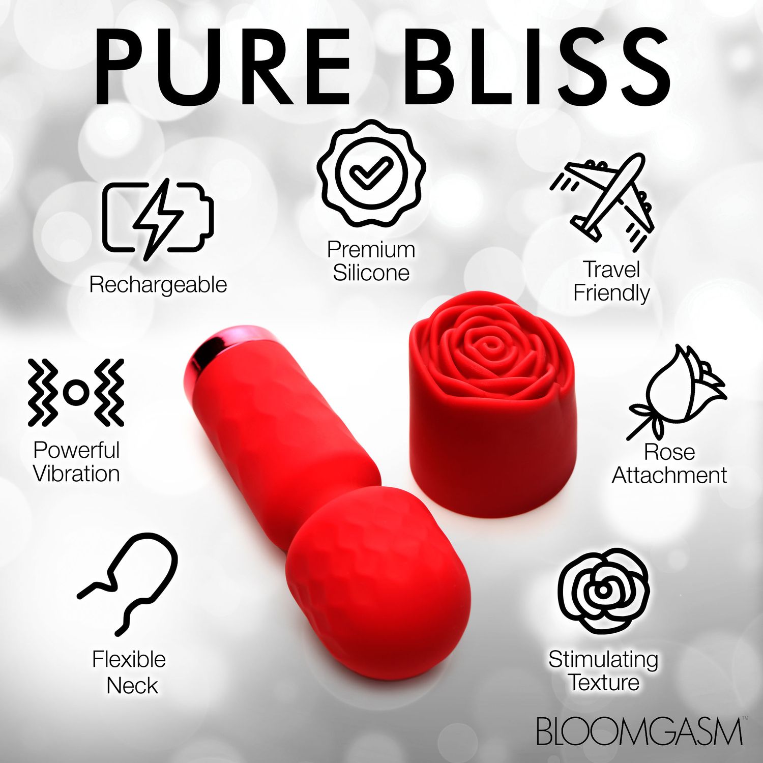 BLOOMGASM - Pleasure Rose Mini Wand Vibrator - Rood - Afbeelding 10