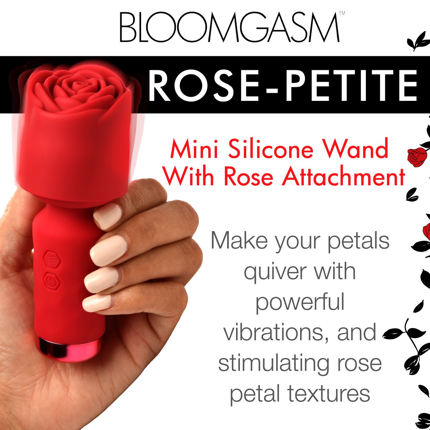 BLOOMGASM - Pleasure Rose Mini Wand Vibrator - Rood - Afbeelding 13