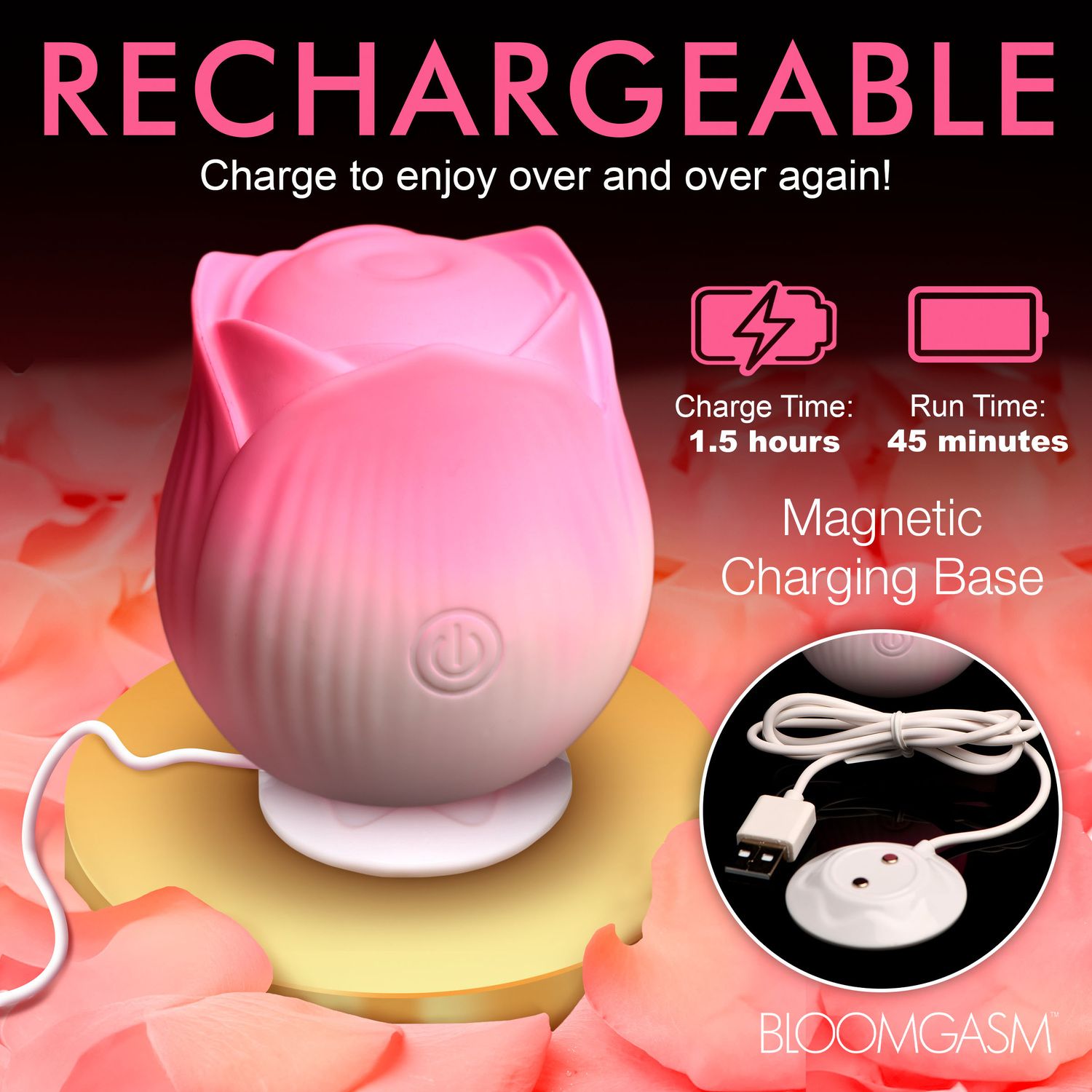 BLOOMGASM - Pulsing Petals Stimulator Tapfunctie Roos - Roze foto 14