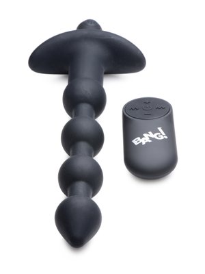BANG! - 28X Vibrerende Silicone Anaalkralen met Afstandsbediening - Zwart