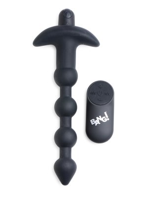 BANG! - 28X Vibrerende Silicone Anaalkralen met Afstandsbediening - Zwart