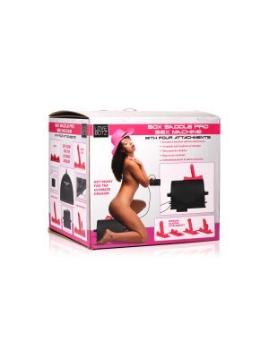 LOVE BOTZ - 50X Saddle Pro Sex Machine met 4 Opzetstukken - Zwart