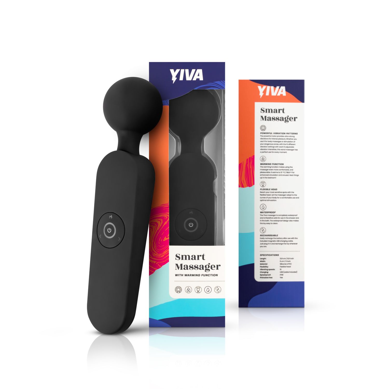 Yiva Warming Smart Wand Vibrator Black EasyToys 